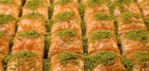Baklava mixed with pistachios and cashews